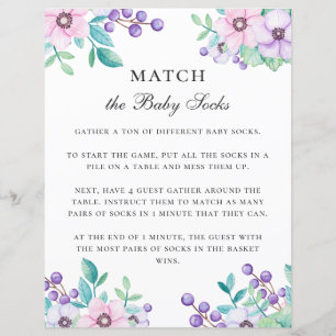 Papier Correspond aux chaussettes bébé. jeu de baby showe