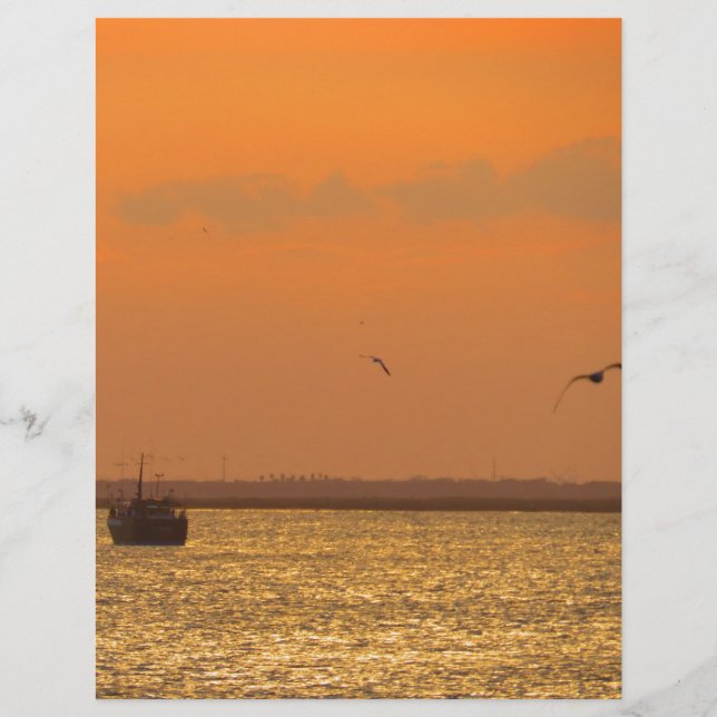 Papier Coucher de soleil au port (Devant)