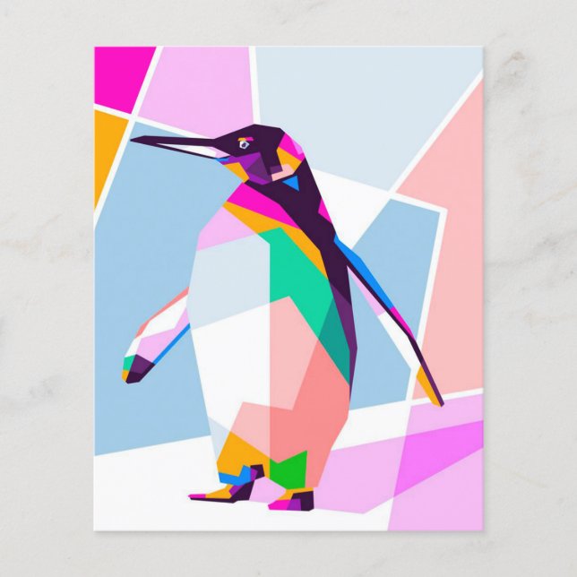 Papier Couleur de pingouin géométrique | Cadeau d'art (Devant)