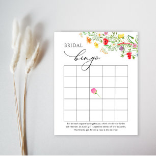 Papier Couleur fleur sauvage nuptiale jeu de bingo