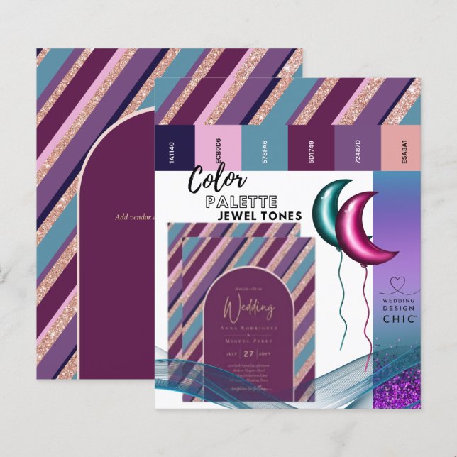 Papier Couleur Palette Bijou Tons Magenta Turquoise Rose  (Devant / Derrière)