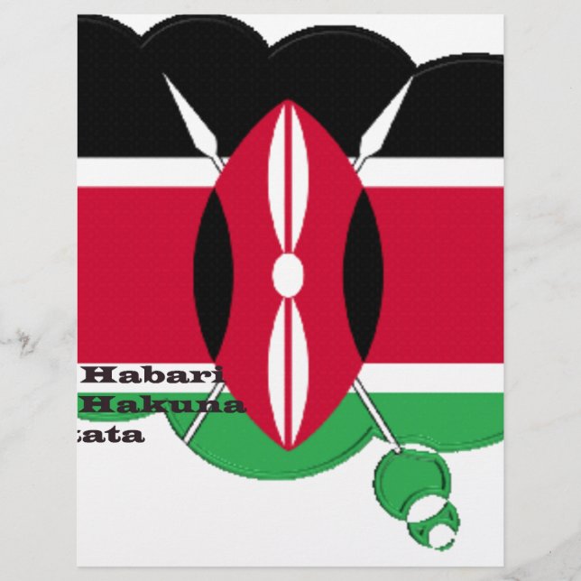Papier Couleurs du drapeau national du Kenya Design noir  (Devant)