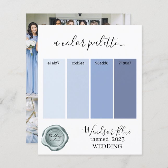 Papier Couleurs Mariage bleu Windsor Palette Card 2023 (Devant / Derrière)