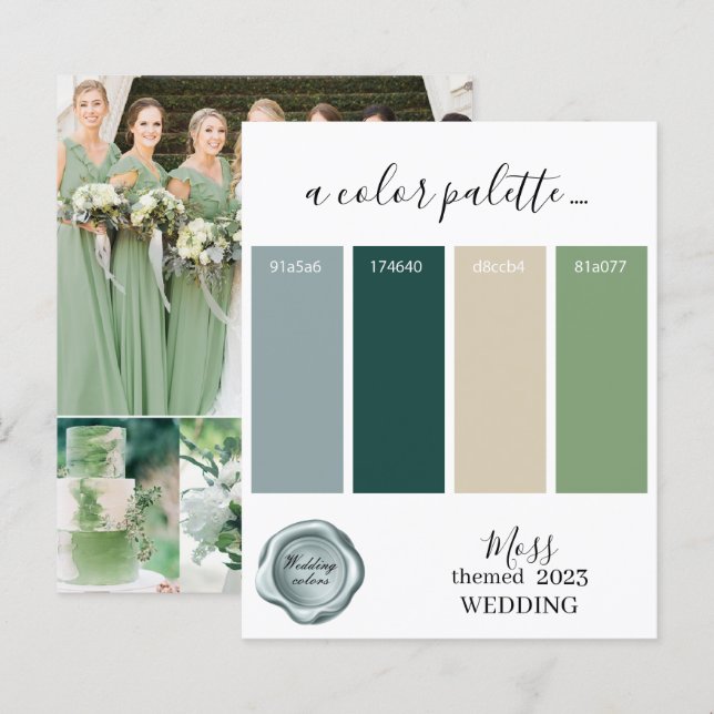 Papier Couleurs Mariage de mousse Palette Card 2023 (Devant / Derrière)