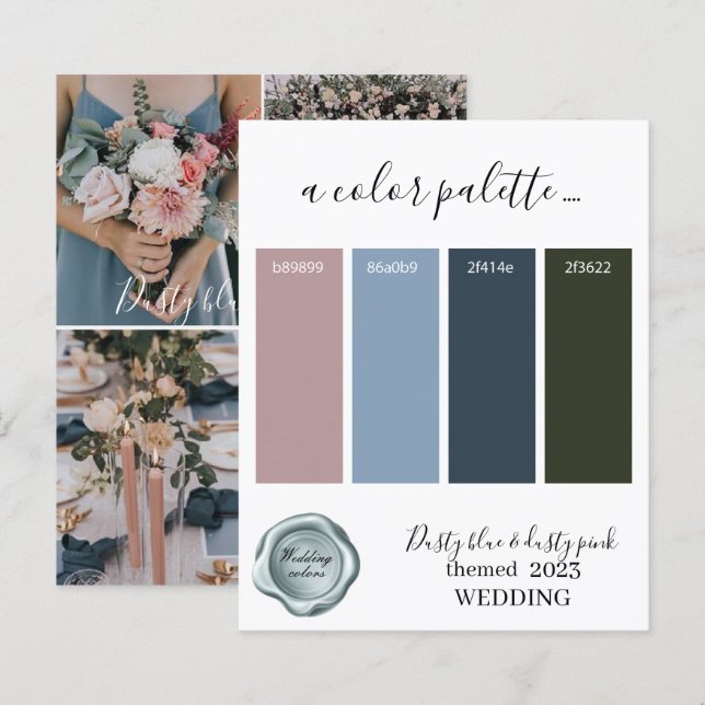 Papier Couleurs Mariages bleu et rose poussiéreux Palette (Devant / Derrière)