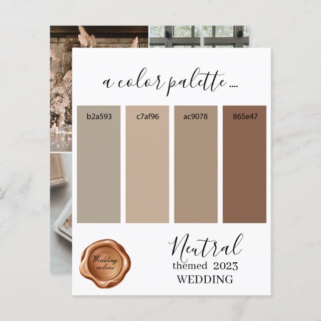 Papier Couleurs neutres Mariage Palette Card 2023 (Devant / Derrière)