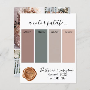 Papier Couleurs rose et sauge vert Mariage pâle Palette C