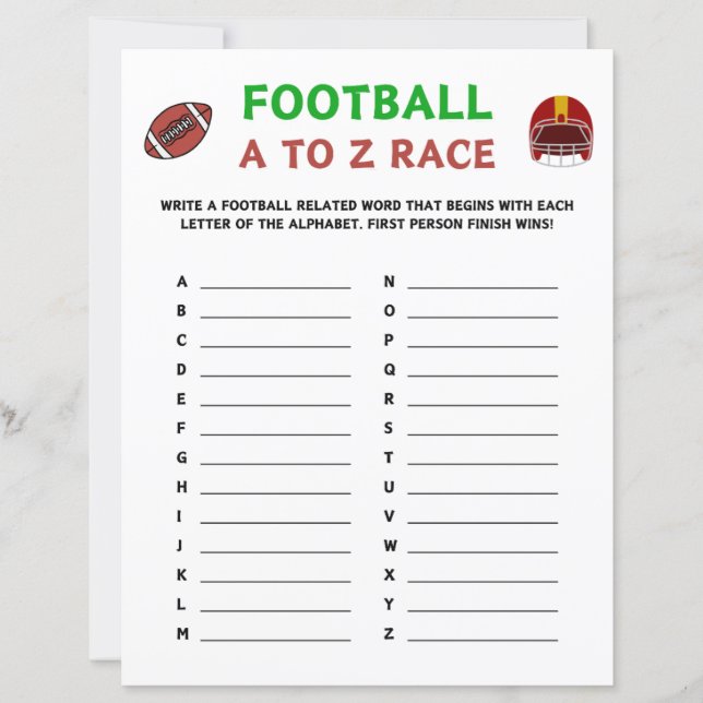 Papier Coupe de football A à Z (Devant)