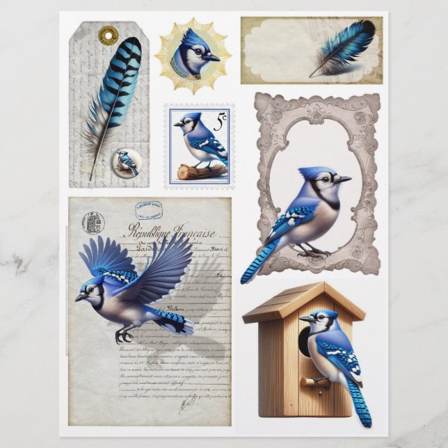 Papier Coupes Fussy Ephemera Blue Jays (Devant)
