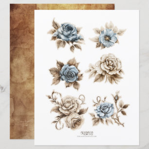 Papier Coupes vintages de l'Ephémère Florale Dusty