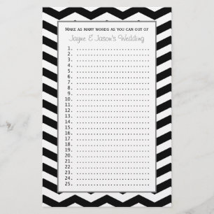 Papier Couple Bride Jeux Wedding showers - Chevron
