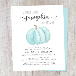Papier Couples Citrouilles mignons Baby Boy Shower Invita