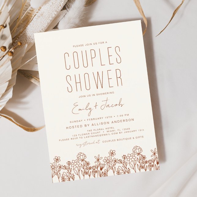 Papier Couples douche Boho Fleur sauvage Élégant Invitati (Créateur téléchargé)