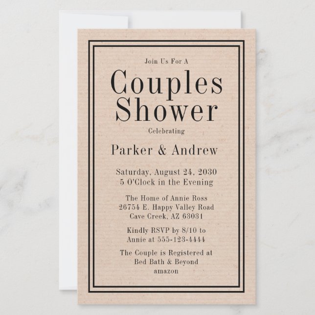 Papier Couples photo rustiques Budget Douche (Devant)