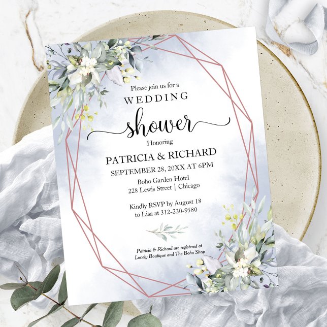 Papier Couples vertes Douche Budget Invitation (Créateur téléchargé)