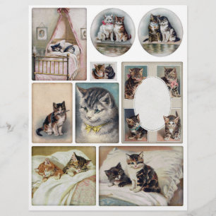 Papier Coupures délicates de chat et de chaton vintage He