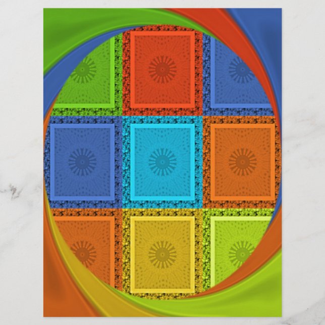 Papier Courbe carré rouge or vert (Devant)