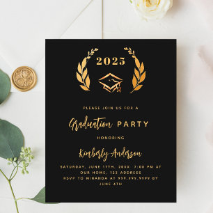 Papier Courbe d'or noir 2025 Graduation Party invitation