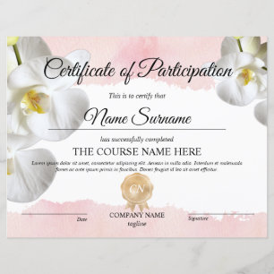Papier Cours d'attribution de certificat de participation