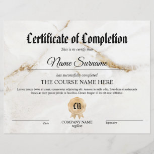 Papier Cours d'attribution de certificat de participation