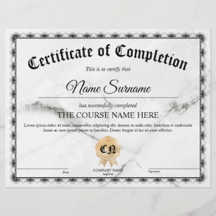 Papier Cours d'attribution de certificat de participation