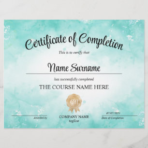 Papier Cours d'attribution d'un certificat d'achèvement m