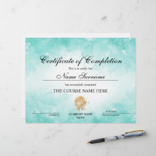 Papier Cours d'attribution d'un certificat d'achèvement m