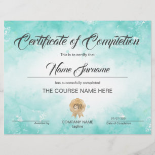 Papier Cours d'attribution d'un certificat d'achèvement m