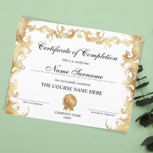 Papier Cours d'obtention du certificat d'or floral
