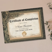 Cours vintage d'attribution de certificat d'achève