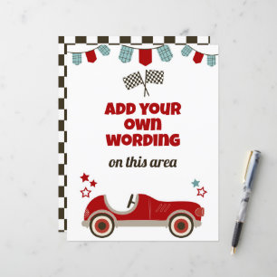 Papier Course Thème de voiture Signal personnalisé