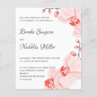 Papier COÛT BAS Orchidée corallienne Élégant Mariage bota