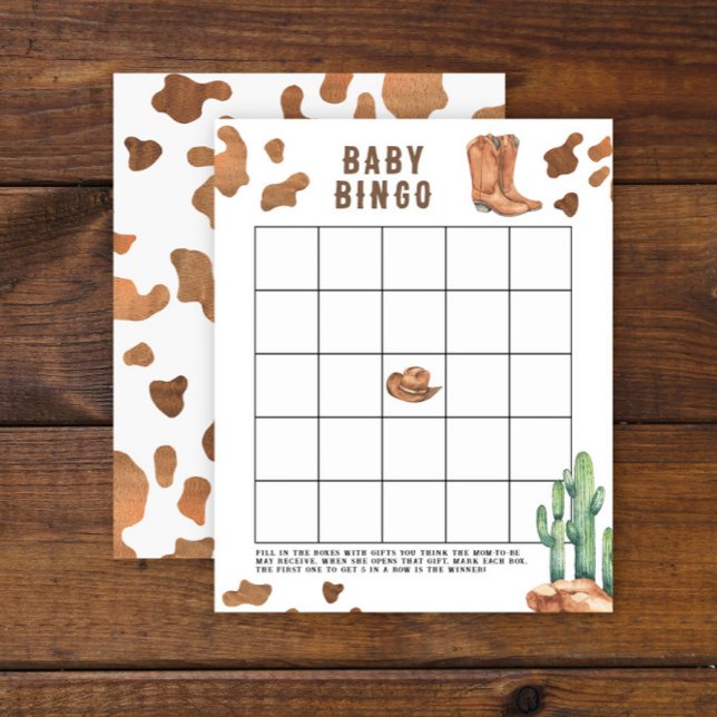 Papier Cowboy Baby shower Bingo jeu (Créateur téléchargé)