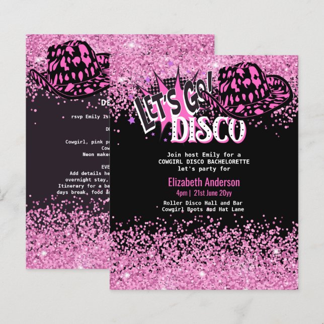 Papier Cowgirl Disco Bachelorette Lets Go Dernier Ride Ro (Devant / Derrière)