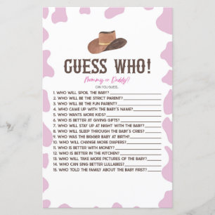 Papier Cowgirl Rodeo Western Devins Qui Baby shower Jeu