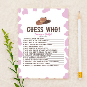 Papier Cowgirl Rodeo Western Devins Qui Baby shower Jeu