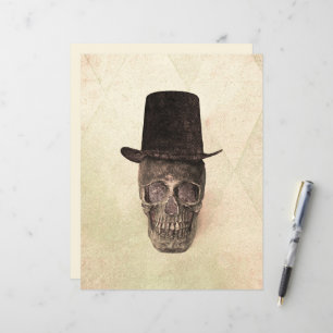 Papier Crâne avec chapeau supérieur Gothique Vintage Beig