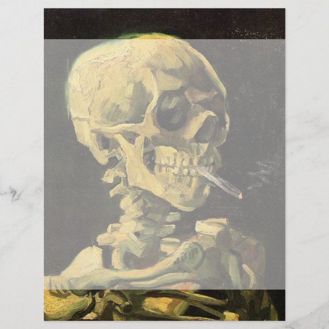 Papier Crâne avec cigarette brûlante par Vincent van Gogh (Devant)