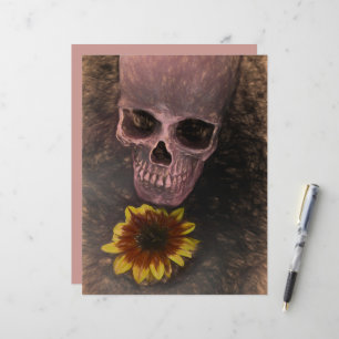Papier Crâne Tournesol jaune Gothique Sepia Vintage Croqu