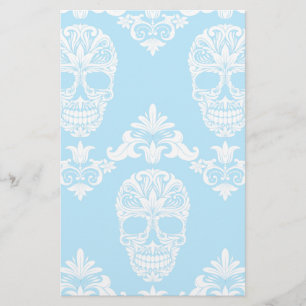 Papier crâne victorien bleu