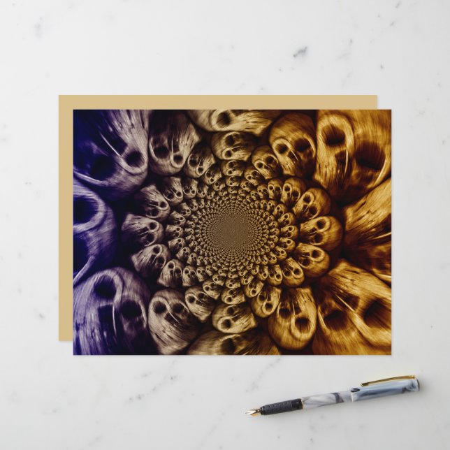 Papier Crânes éffrayants violet noir Abstrait Pop Art (Devant/Arrière en situation)