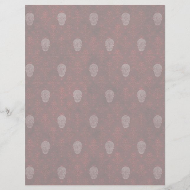 Papier Crânes victoriens tombés Rouge (Devant)