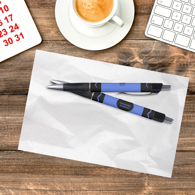 Papier crayon bleu élémentaire avec monogramme (Créateur téléchargé)
