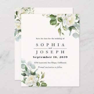 Papier Creamy Floral Eucalyptus Wedding Save the date