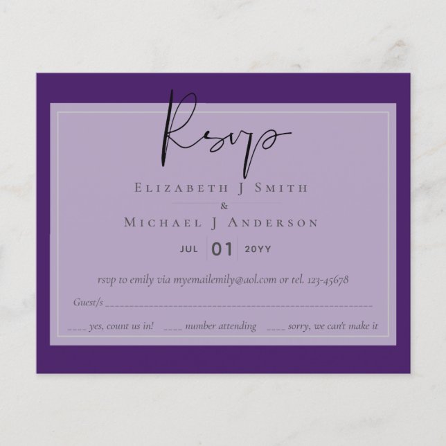 Papier Créer un RSVP de script moderne - Modifier les cou (Devant)