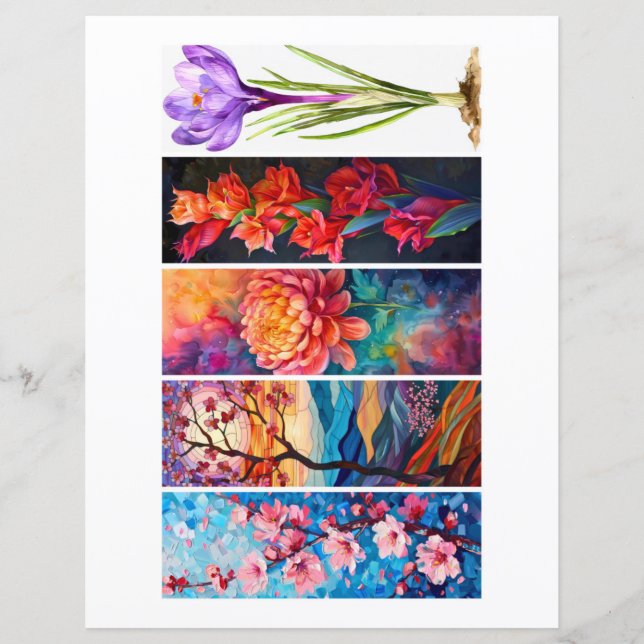 Papier Créez vos propres 5 beaux Signets floraux (Devant)