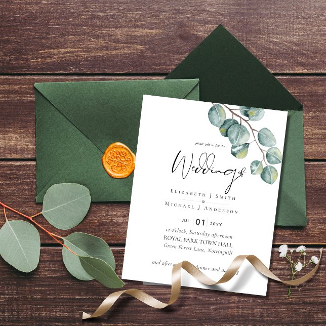 Papier Créez votre propre Mariage de verdure Eucalyptus p (Créateur téléchargé)