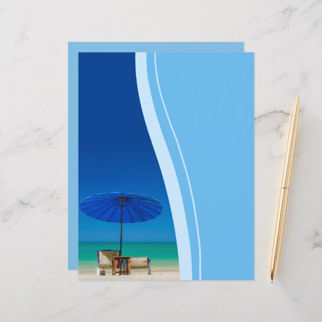Papier Créez votre propre thème de plage Bleu (Devant/Arrière en situation)