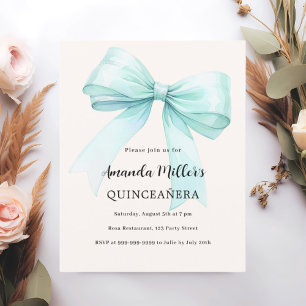 Papier Crème arc verte turquoise Quinceanera invitation