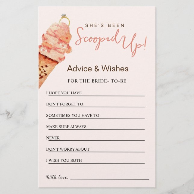 Papier Crème de glace douche nuptiale Conseils & Wis cart (Devant)